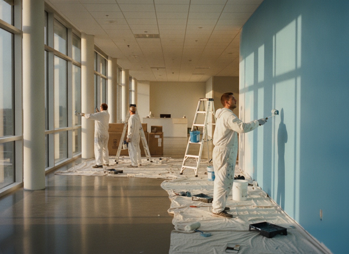 Painters finishing a commercial interior
